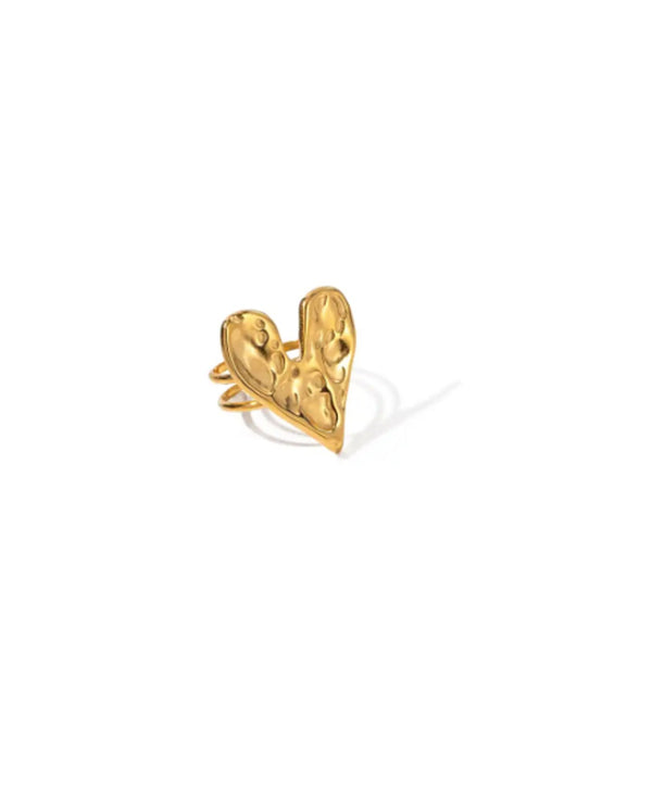 Heartlynn Textured Gold Heart Ring